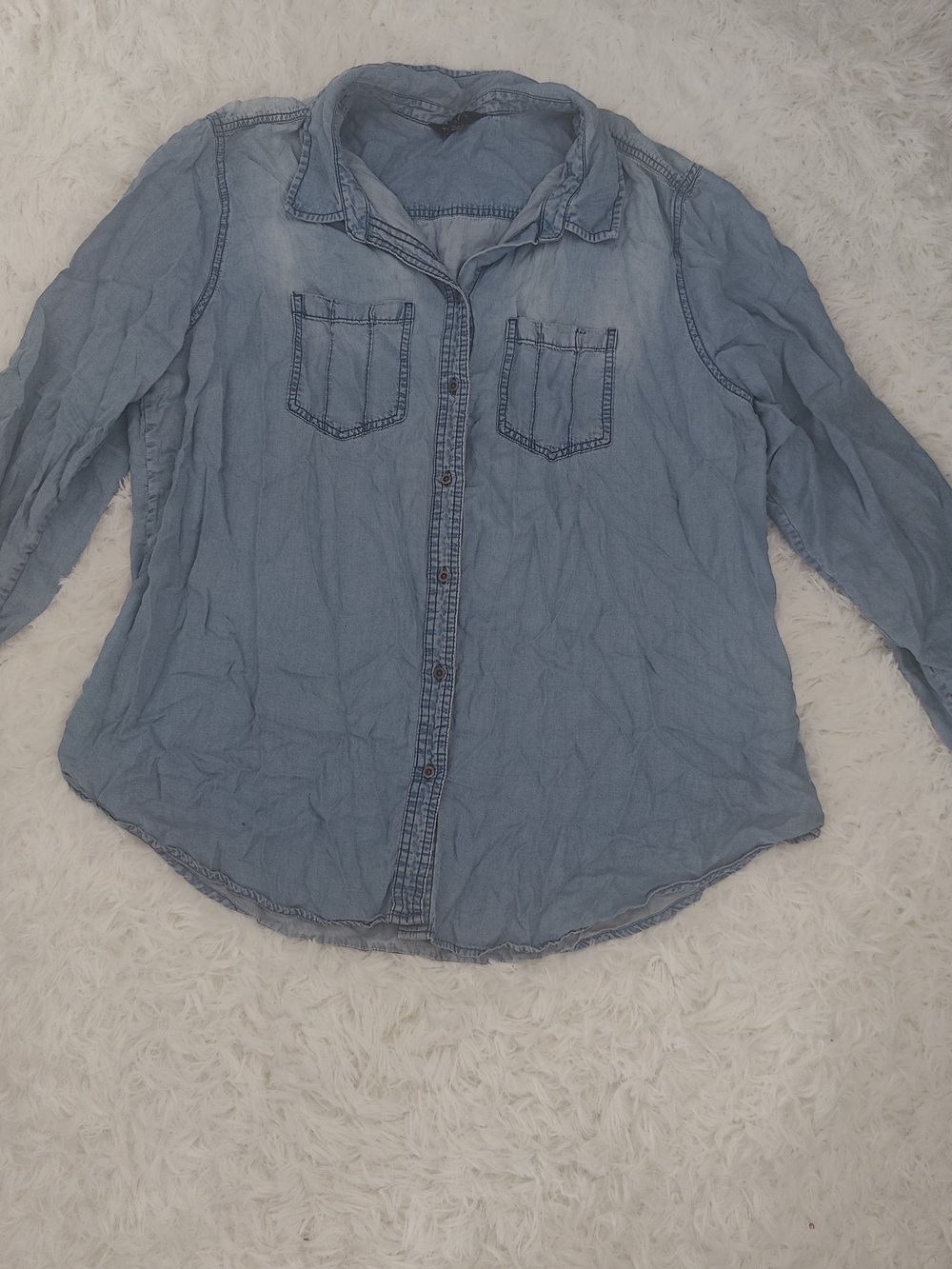 Light Blue Denim Button-Front Women's Shirt